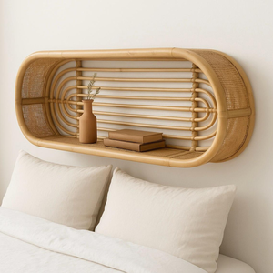 Handcrafted Rattan Cane Wall Shelf Home Decor Bohemian Wall Mounted Shelf Headboard With <b>Storage</b> Space from Vietnam - Product Image 4