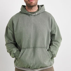 Sweat à capuche pour homme en molleton épais noir anthracite délavé à l'acide, à manches longues, avec poche kangourou, OEM ODM Vente en gros - Product Image 3