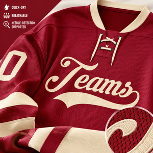 Maillot de hockey sur glace personnalisé sublimé, en maille polyester respirante, tenue d'équipe, nom et numéro du joueur personnalisés, manches longues, col en V, unisexe - Product Image 6