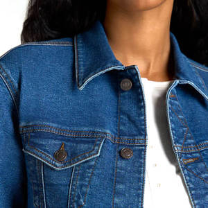 Chaqueta Vaquera Azul Extra Grande Personalizada para Mujer, Estilo Casual Urbano, Chaqueta Vaquera con Botones para Uso Diario - Product Image 5