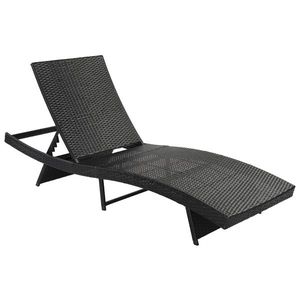 Letto in Rattan Intrecciato con Telaio in Ferro a Forma di S 193*68*33cm con Cuscino Blu Goffrato Nero, Prodotto per Sedie da Giardino - Product Image 4