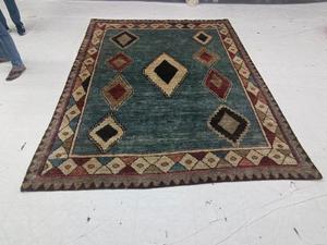 Alfombra de Lana Tejida a Mano, Diseño Floral Azul Turquesa, Clásica, para Sala de Estar o Dormitorio - Product Image 3