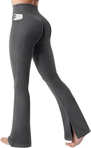Women's High Waist Flared Yoga <b>Leggings</b> with Phone Pocket Split Hem Bootcut Breathable <b>Seamless</b> Spandex/Polyester Workout Pants - Product Image 3