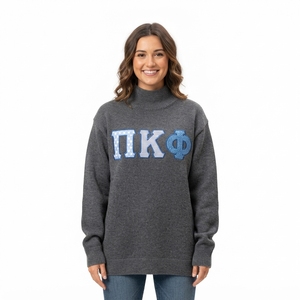 Charlotte Embroidered Turtleneck Knit Sweater Women's Winter Pullover <b>Letter</b> Design Regular Fit 100% <b>Acrylic</b> Anti-Pilling - Product Image 2