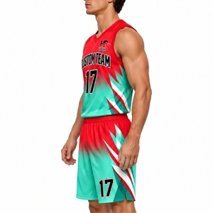 Conjunto de Uniforme de Baloncesto Sublimado Personalizado para Hombre, Diseño Personalizado, Camiseta sin Mangas con Cuello en V, Pantalones Cortos Sublimados, Número de Equipo Personalizado - Product Image 3