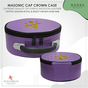 Masonic Cryptic Masons Royal & Select Crown Cap Case Purple Embroidered (R&SM Emblem) - Freemason <b>Hat</b> Carrying <b>box</b> - Product Image 5