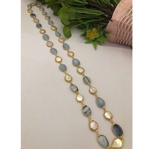 Conjunto de collar con perlas de imitación de estilo antiguo de la mejor calidad para mujeres y niñas, nueva colección para fiestas y ocasiones especiales. - Product Image 2