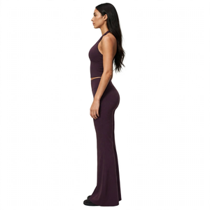 SPINE CRAFT Conjunto de Yoga para Mujer: Top Corto Halter de Manga Larga, Pantalones Cortos sin Mangas con Cuello Redondo y Control de Abdomen de Cintura Alta para Entrenamiento - Product Image 3