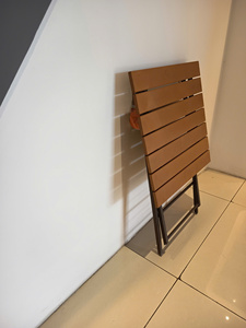 Modern <b>Foldable</b> Outdoor <b>Garden</b> <b>Table</b> Set with 2 Chairs Wood and Steel Frame for Patio Use - Product Image 2