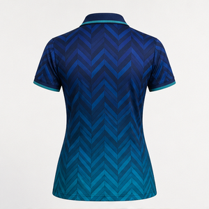 Polo Personalizado para Mujer con Estampado Geométrico Chevron Azul Marino, de Secado Rápido, Transpirable, Manga Corta, Uniforme de Golf de Alto Rendimiento WPS-0702 - Product Image 2