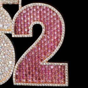 Collar con Colgante de Moissanita con Número Personalizado, Plata 925, Estilo Hip Hop - Product Image 2