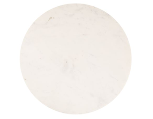 Round <b>Marble</b> Coffee <b>Table</b> Pedestal <b>Side</b> <b>Table</b> <b>White</b> Stone Black Metal Base Living Room - Product Image 3