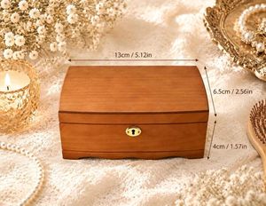 Wooden Floral Wedding Rectangle Painted Finish Jewelry Storage Chest Mirror Pull-Out Tray Drawers Necklace Hooks <b>Ring</b> - Product Image 2