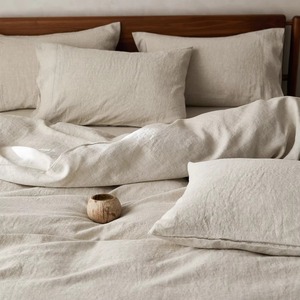 Parures de draps plats et ajustés personnalisées de couleur unie, lavables, pour hôpital, taille king, 100% lin français - Product Image 4