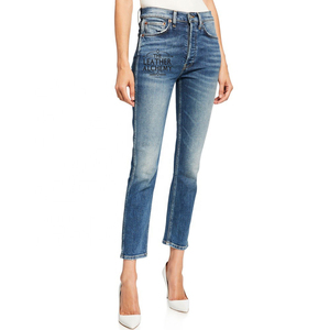 Pantalones Vaqueros de Mujer 100% Algodón, Alta Calidad, Nuevo Estilo, Corte Recto, Casual, Pierna Ancha, a la Moda, Precio al por Mayor - Product Image 1