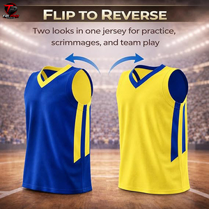 Men TriPro Sports Basketball Jersey Sleeveless V Neck Reversible Mesh Quick Dry Team Uniform Custom Logo Sports <b>Top</b> All Seasons - Product Image 4