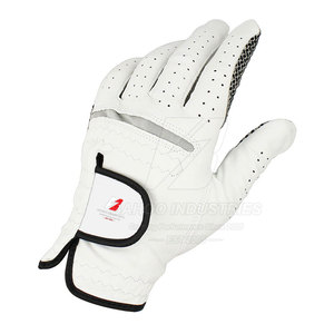 Guantes de golf de cuero genuino, color blanco, transpirables, con cierre de gancho y bucle, ropa deportiva unisex - Product Image 3