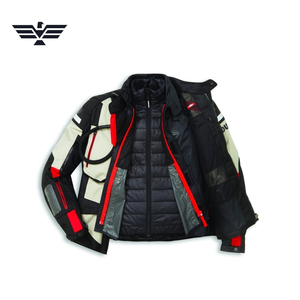Veste de moto touring coupe-vent premium pour homme Ducati, blanc et noir, impression réfléchissante, % polyester, manches longues, protection intégrale - Product Image 6