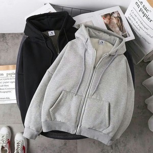 Sweat-shirt à capuche zippé pour homme, couleur unie, coupe classique, décontracté, en coton French Terry, pour l'automne - Product Image 2