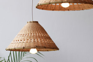 Natural Bamboo Pendant <b>Light</b> Asian Decor Woven Cone Triangle Lampshade <b>Boho</b> Rustic <b>Ceiling</b> Lamp Supplier - Product Image 2