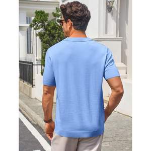 Polos de punto para hombre 2025, camisa de Golf informal de manga corta con cremallera de cuarto, camisetas elásticas de verano con cuello ajustado - Product Image 1