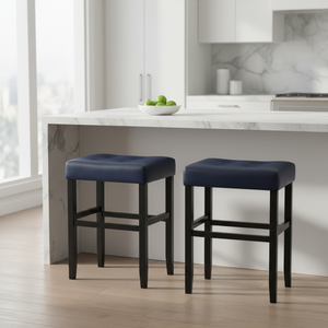 Tabouret de bar moderne en cuir PU sans dossier, tabouret de comptoir rembourré pour cuisine - Product Image 3