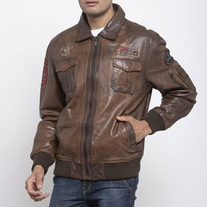 Basic Design Premium Quality <b>Shearling</b> Leather <b>Jacket</b> Classic Look Trendy Product Fashionable <b>Bomber</b> Faux Fur Leather <b>Jacket</b> - Product Image 2