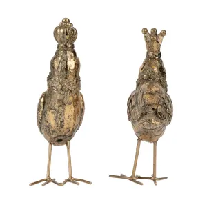Figurine d'oiseau en laiton plaqué or avec couronne, décoration d'intérieur, thème animal, artisanat en métal moulé - Product Image 5