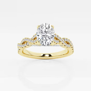 IGI/GIA Vintage Style 14k Gold Ring with <b>Lab</b> Grown Oval Cut Diamond for Women's Engagement or Wedding <b>Lab</b> Created Jewelry - Product Image 3