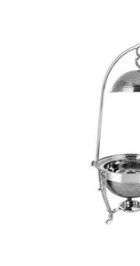 Elegant Hammered Silver Sphere <b>Chafing</b> Dish Luxury Hanging Dome Lid Buffet Warmer with <b>Fuel</b> Holder for High End Events Cafe - Product Image 4