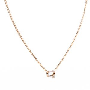 Collier pendentif en argent 925 or rose avec moissanite taille émeraude, chaîne à maillons géométriques, ras-de-cou minimaliste, pour usage quotidien, unisexe - Product Image 4