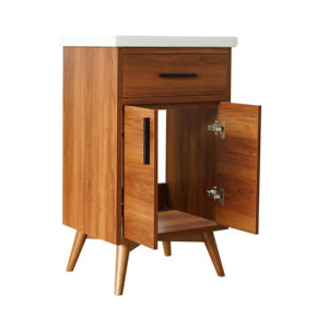 Gabinetes de tocador de baño JY Vietnam modernos de un solo fregadero con espejo tablero de melamina MDF de diseño elegante para proyectos de apartamentos - Product Image 5