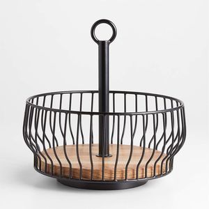 Panier à fruits en fer noir, idéal pour une utilisation sur table, pour ranger les produits frais tout en sublimer le style intérieur de la cuisine - Product Image 2