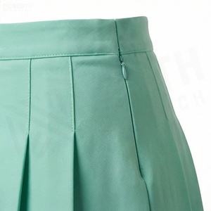 Minifalda Plisada para Mujer, Color Sólido, Satén, Verano, Transpirable, Estilo Casual Urbano, Verde con Rayas Blancas - Product Image 5