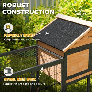 Grande Conigliera da Esterno in Legno da 85 Pollici con Recinto in Acciaio, Vassoio in Plastica Rimovibile, Tetto in Asfalto Giallo e Rampa per Conigli e Animali Domestici - Product Image 5