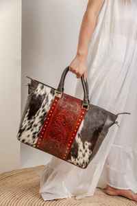 Bolso de Mano de Cuero Genuino de Lujo para Mujer, Estilo Bohemio Vintage, Diseño Floral, Cierre de Cremallera, Duradero, Estilo Occidental - Product Image 6