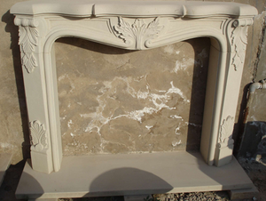 Mantel de Chimenea de Mármol Hecho a Mano para Instalación en Pared Interior, Centro de Decoración para Sala de Estar con Tallado Artístico - Product Image 1