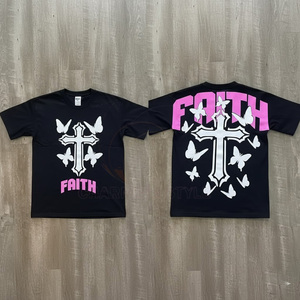 Camiseta Corta Oversize de Algodón Desgastado Negro con Lavado Ácido, Gráficos y Estilo Boxy de Alta Calidad Personalizada - Product Image 1