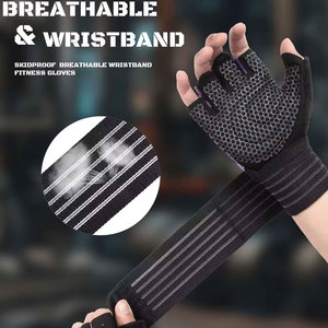 Gants d'entraînement demi-doigts avec support de poignet pour la gym, le fitness, le cyclisme, l'haltérophilie, la pêche – Respirants, en Spandex, antidérapants - Product Image 6