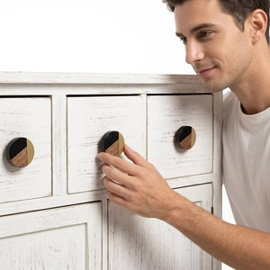 Ba Modern Resin Adjustable Round <b>Cabinet</b> <b>Knob</b> Black <b>Gold</b> Walnut Finish Durable Furniture Handle for Bathroom & Home Office Decor - Product Image 4