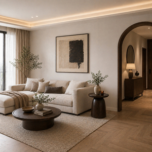 Mesa de Centro Moderna Contemporánea de Madera Maciza, Color Marrón Oscuro Premium, para Sala de Estar, Dormitorio, Hotel, Muebles de Lujo, Duraderos y Fáciles de Limpiar - Product Image 3