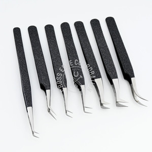 Puntas de fibra de superventas, pinzas profesionales para extensión de pestañas, pinzas clásicas curvas para un agarre perfecto a las pestañas, nunca se desliza - Product Image 6