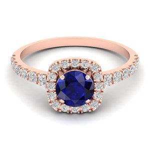 REYES High Quality 14K Yellow Gold Round Cut 0.84Ct Blue <b>Sapphire</b> Gemstone <b>Ring</b> For Women Luxury Diamond Engagement Gift <b>Rings</b> - Product Image 6