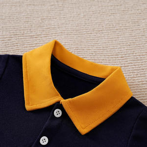 เสื้อโปโลแขนสั้นผู้ชายสีน้ำเงินกรมท่าและสีเหลือง ทรงปกติ ผ้าถักเนื้อฝ้าย ระบายอากาศได้ดี สวมใส่สบาย - Product Image 2