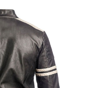 Veste en cuir de moto coupe-vent sur mesure pour homme, coupe ajustée, en cuir véritable, prix de gros - Product Image 2