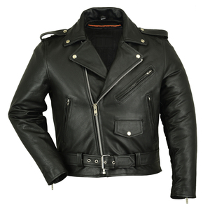 Chaqueta de Motociclista de Cuero Genuino para Hombre, Chaqueta de Motociclista Negra con Cierre Asimétrico y Cinturón, Chaqueta de Cuero Clásica Vintage para Motociclista, Premium - Product Image 6