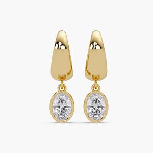 Boucles d'oreilles pendantes en or 14 carats avec diamant de laboratoire ovale de 3 carats, élégantes pour femmes, cadeau de luxe pour anniversaire et fête - Product Image 1