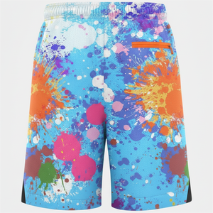 Custom <b>Paint</b> Splatter Basketball Shorts Men's Quick Dry Drawstring Sport Shorts with Front Logo and Number 00 - Product Image 3