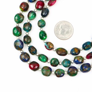 Cuentas de turquesa Mohave arcoíris en forma de pepita de 6x8 y 8x10 mm, cuentas de piedras preciosas multicolor en hilo de 8 pulgadas para la fabricación de joyas, collares y pulseras. - Product Image 1