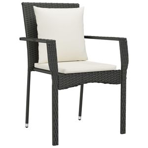 Silla de Jardín Negra con Cojines de Ratán PE Blanco Crema, Juego Estándar - Product Image 3